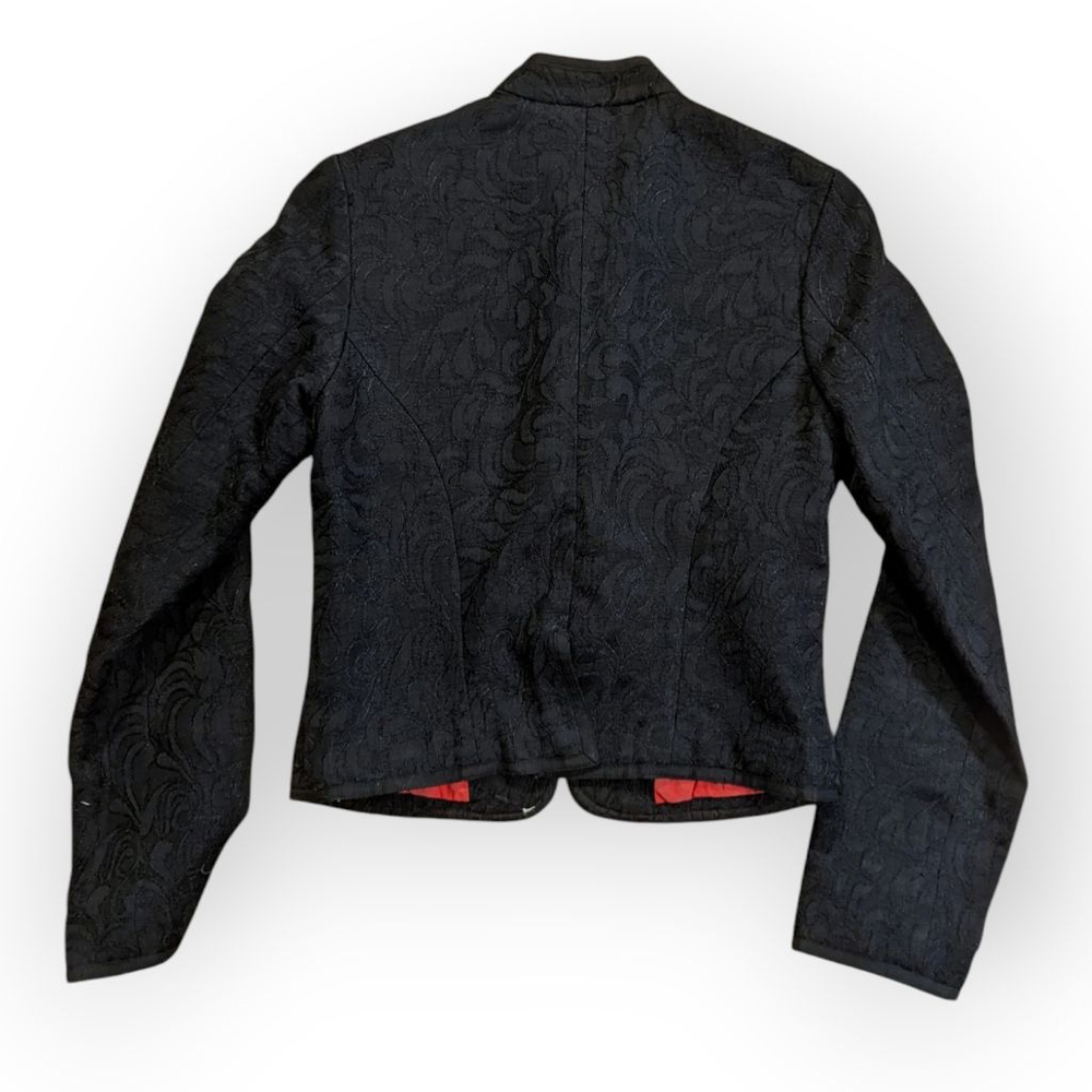 Lucky Brand Mandarin Collar Black Lace Jacket Small blazer Asian inspired - Picture 2 of 10